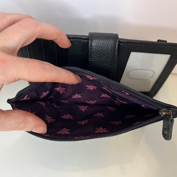 Anuschka Zebra Wallet Black Leather Floral Clutch Wallet NWOT Hand Painted - Picture 9 of 16